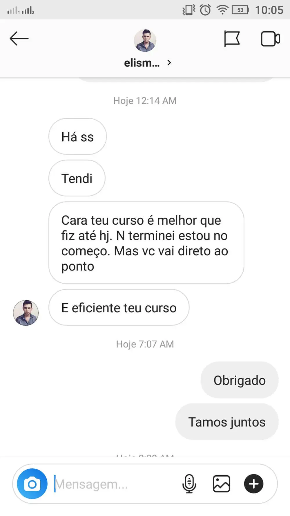 Depoimento de aluno: teu curso é melhor que fiz até hoje