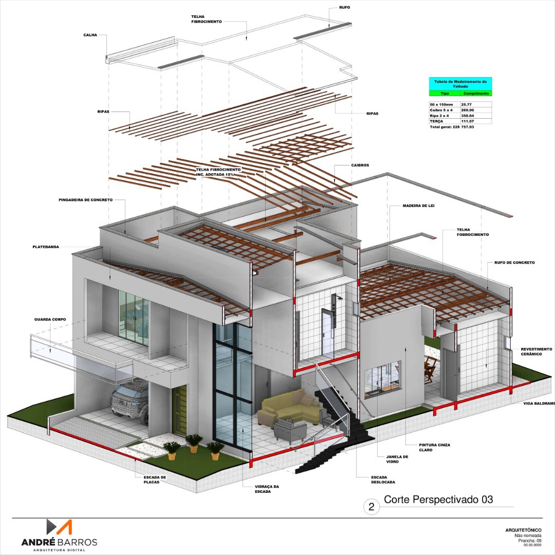 Corte perspectivado 3D profissional no Revit — depois do treinamento