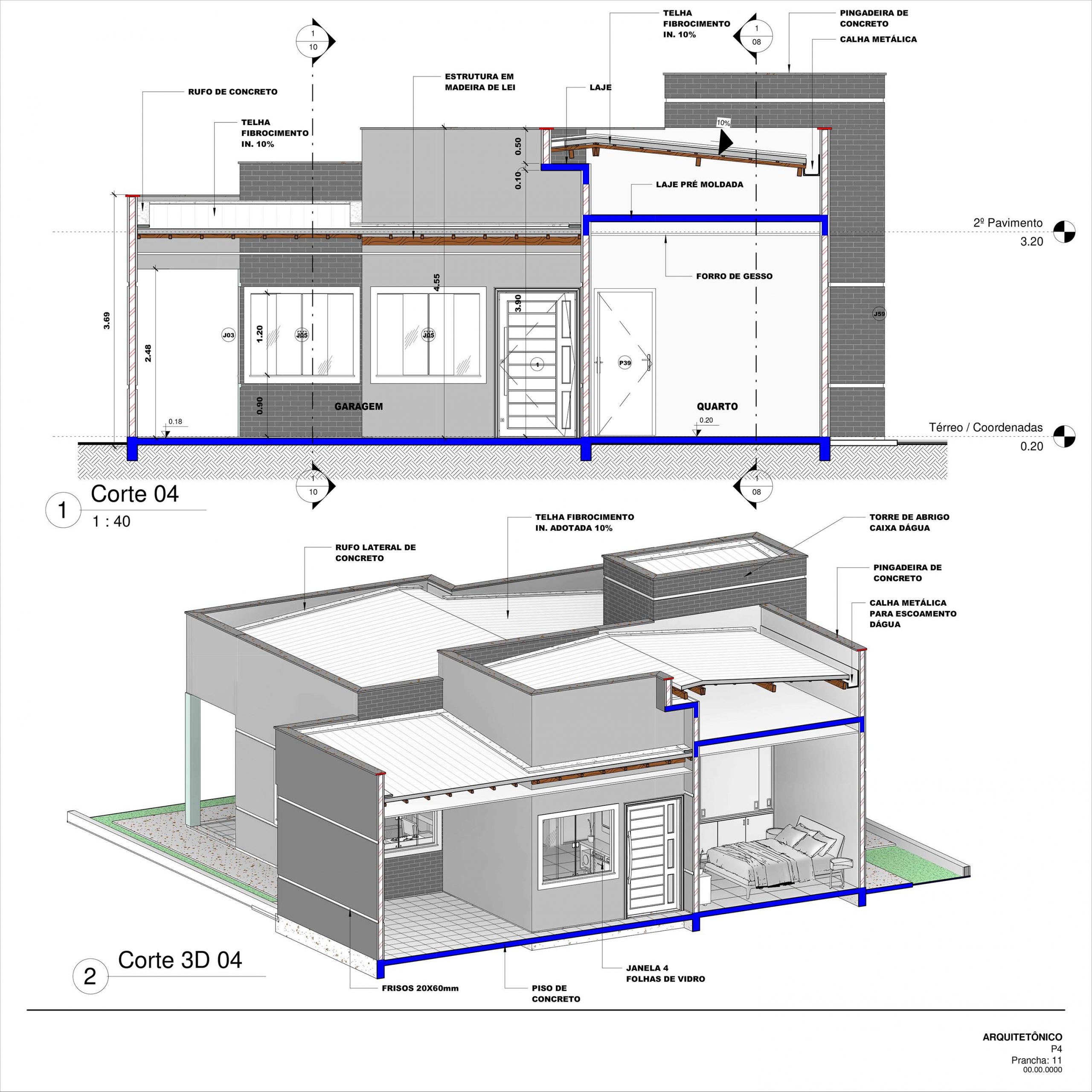 Planta de sobrado revit projeto gratis 